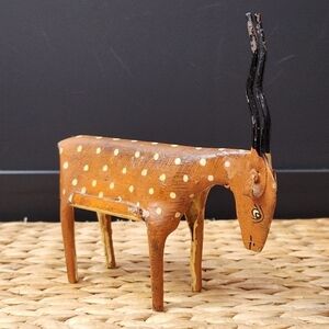 VINTAGE Hand Painted Metal Spotted Gazelle